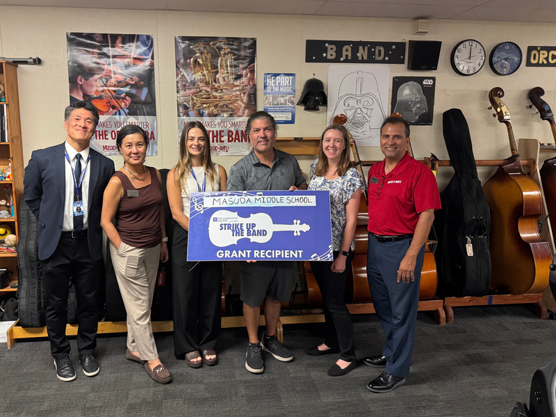 Philharmonic big check for Masuda Band and Orchestra