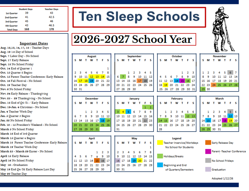 2026-2027 School Calendar Thumbnail Image