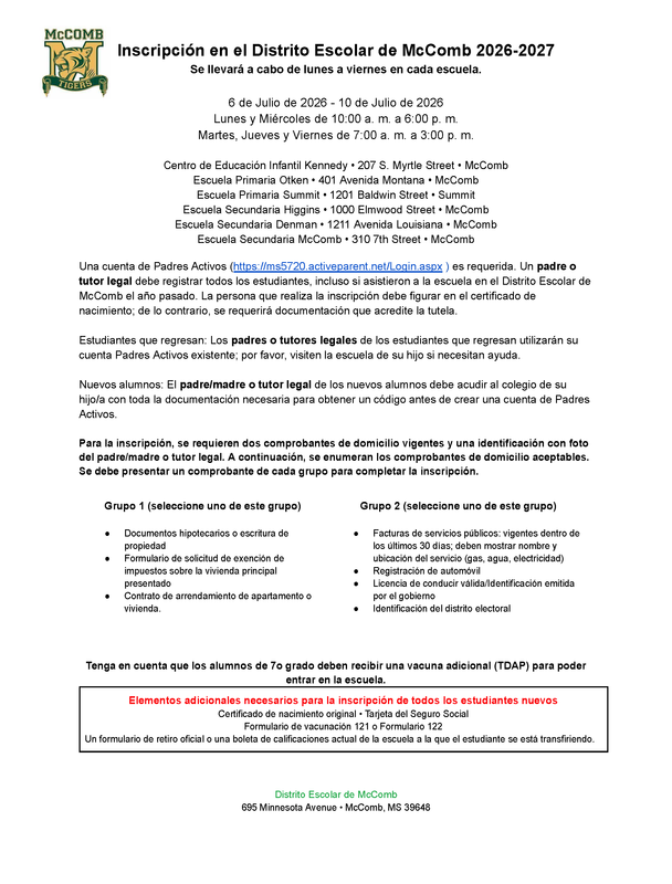 Registration Spanish
