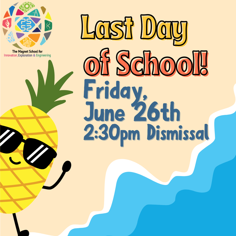 pineapple on beach flyer for last day of school