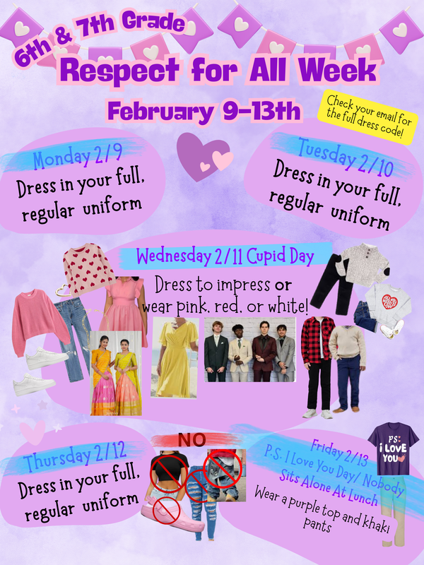 Respect for all week flyer specific for 6th and 7th graders