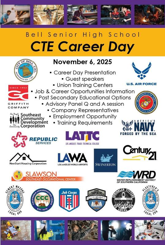 Bell HS Career Day for Seniors 11/6/25 8:45 AM - 1:30 PM