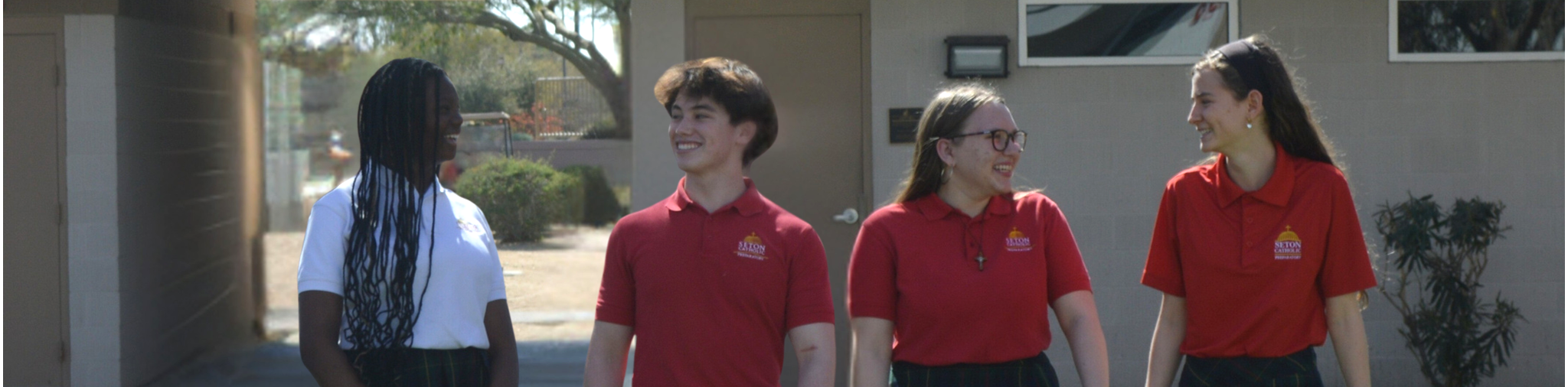 students walking in a line