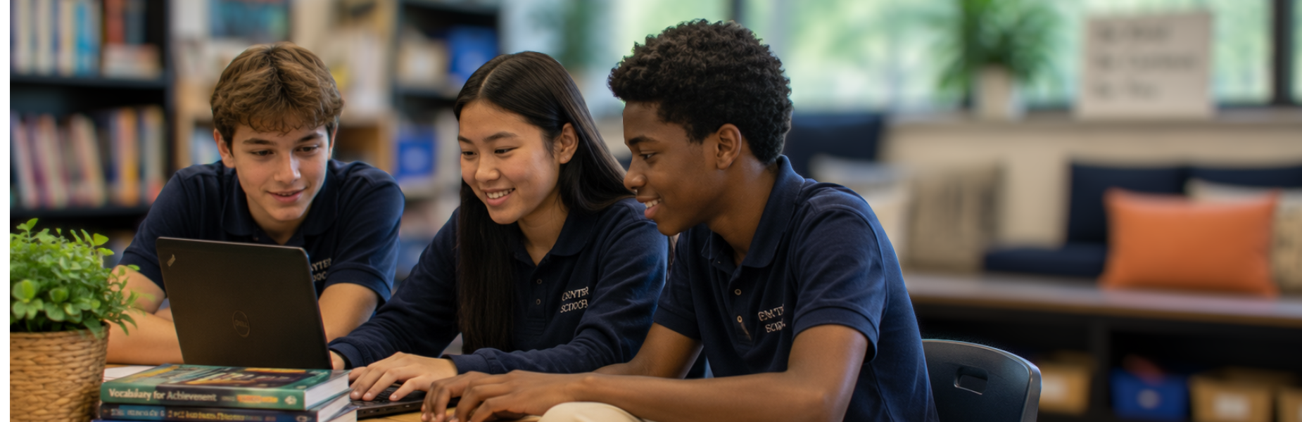 Middle School Students working together in class.