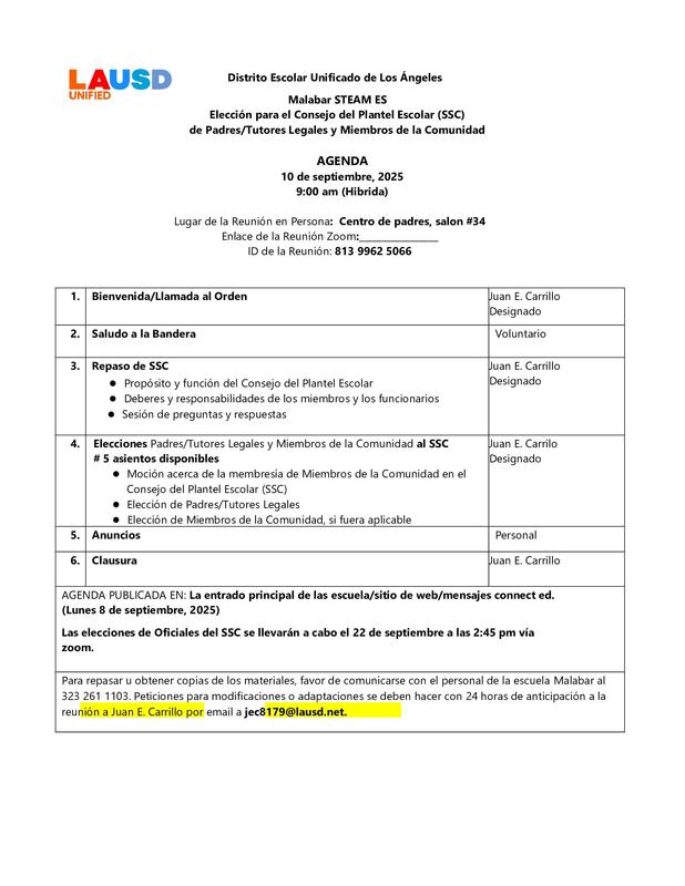 SSC Agenda