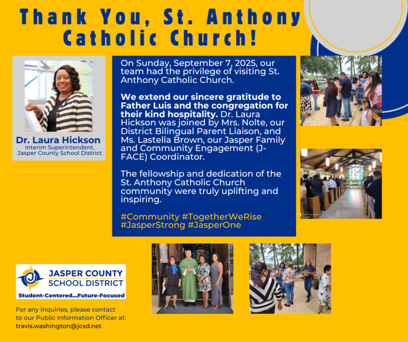 Thank You, St. Anthony Catholic Church!