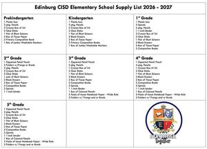 Student Supply List 26-27
