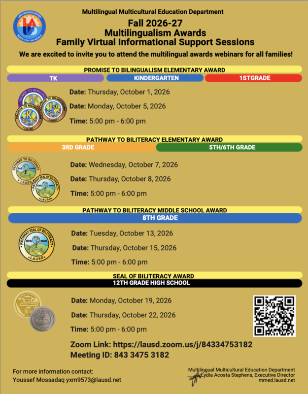 Multilingualism Awards Family Virtual Informational Support Sessions Featured Photo