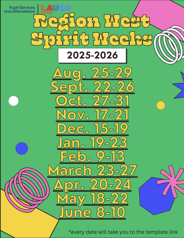Dates for Spirit Week