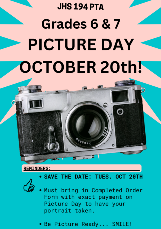 6th and 7th grade picture day save the date October 20th