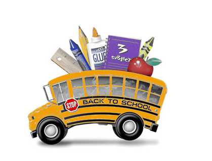 Back to School Bus with supplies in it