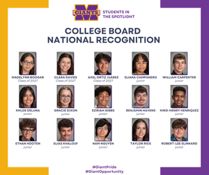 promo graphic - College Board National Award 2026 honorees from Marion High School