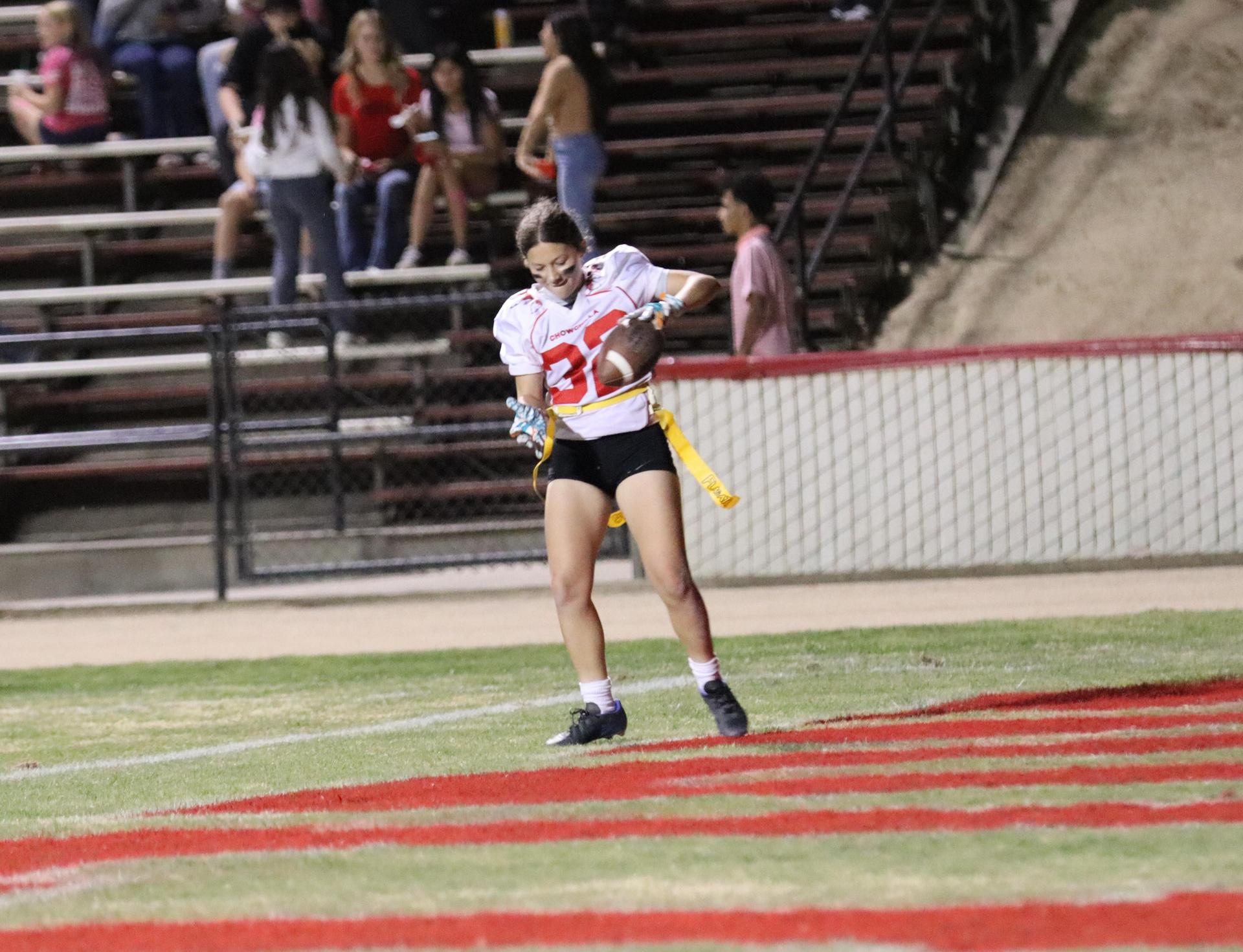 girls playing flag football