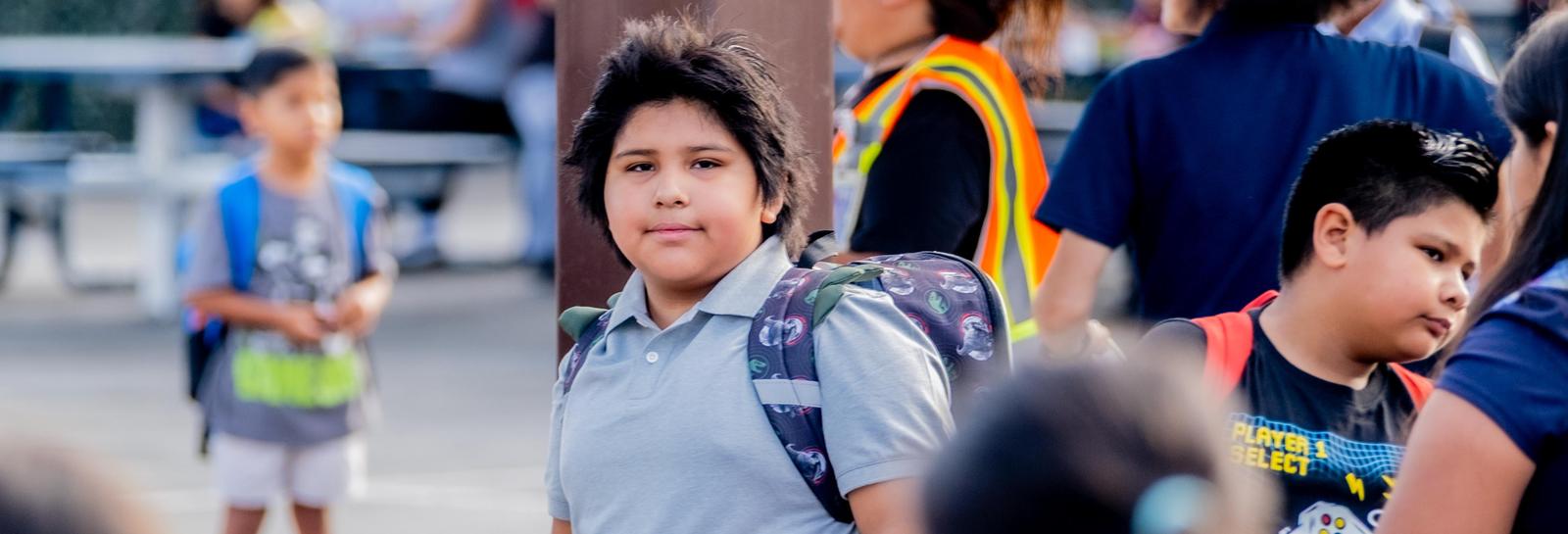 student at first day of school