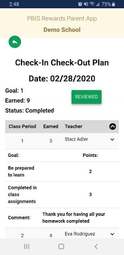 screenshot of the PBIS parent app 3 of 3