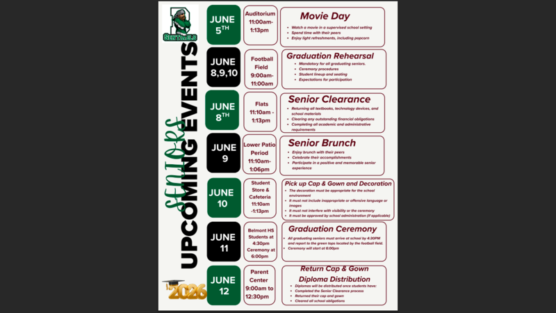 Upcoming Senior Events!