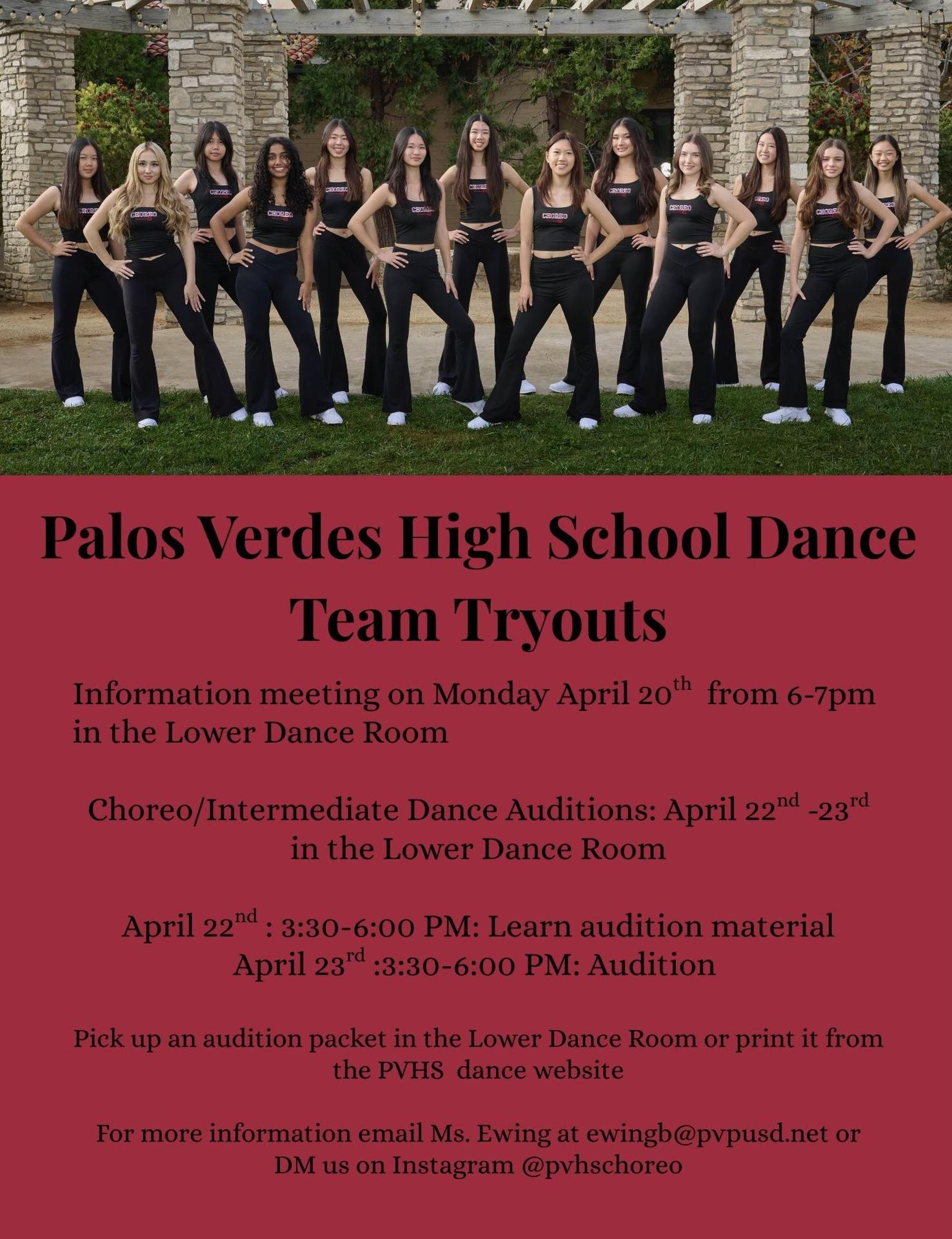 Spring Tryouts Choreo and Intermediate Dance Team