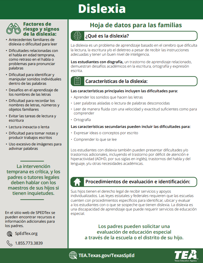 Dyslexia Fact Sheet SP