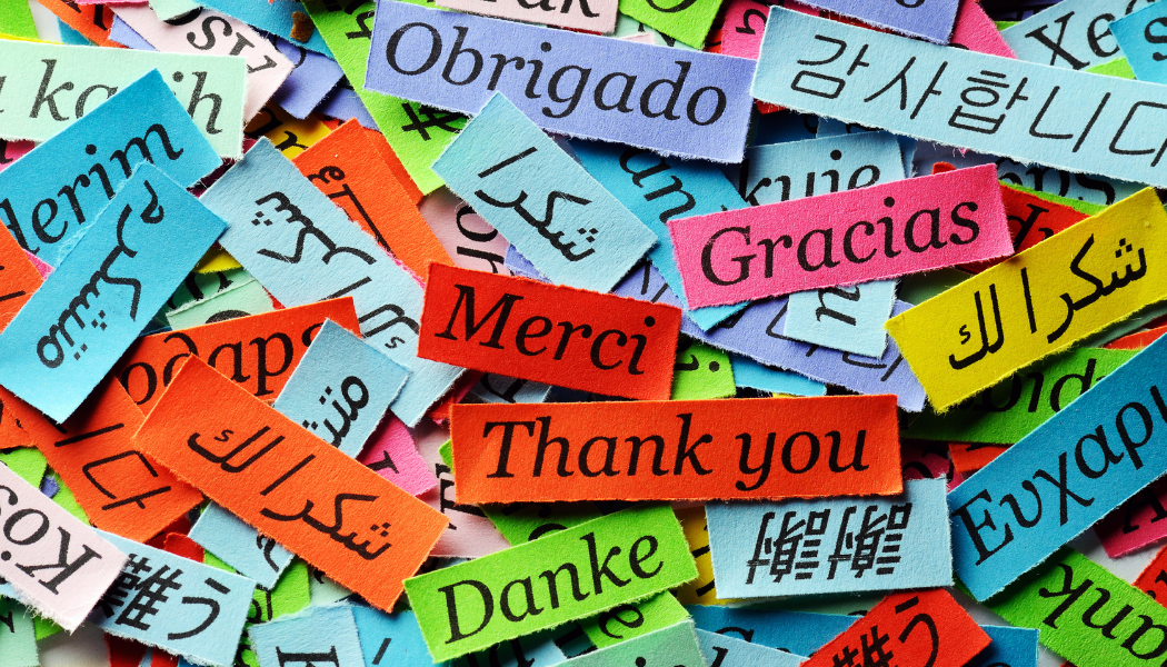 colorful paper with thank you in langauges