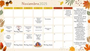 November Calendar Spanish