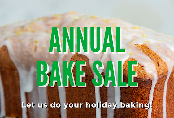 Photo with words ANNUAL BAKE SALE