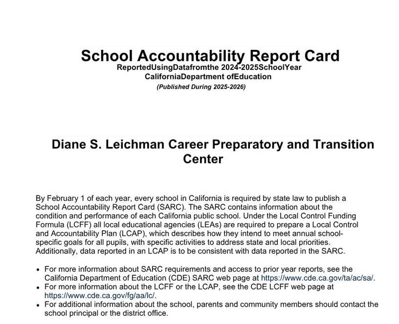 School Accountability Report Card for 2025-2026