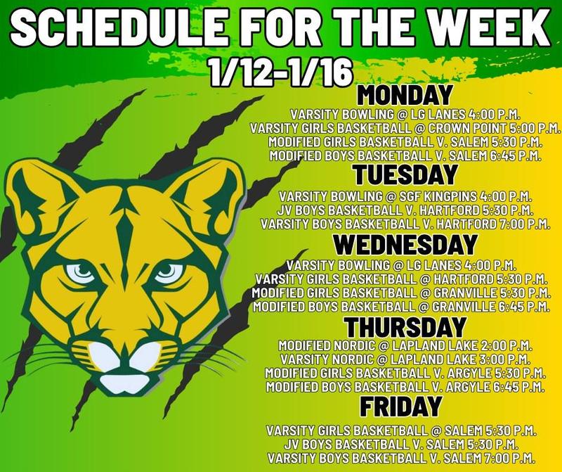 Sports schedule ending 1/16