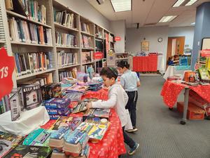 students at the book fair