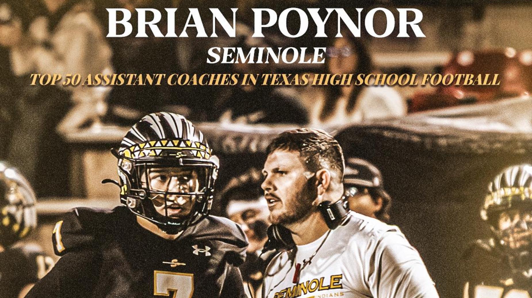 Seminole High School Assistant Football Coach Brian Poynor name to inaugural Texas 50