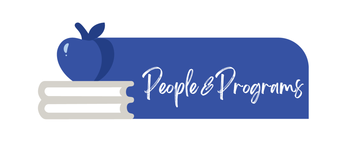 Apple with book with text "People and Programs"