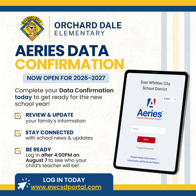 Aeries Data Confirmation Open Now!