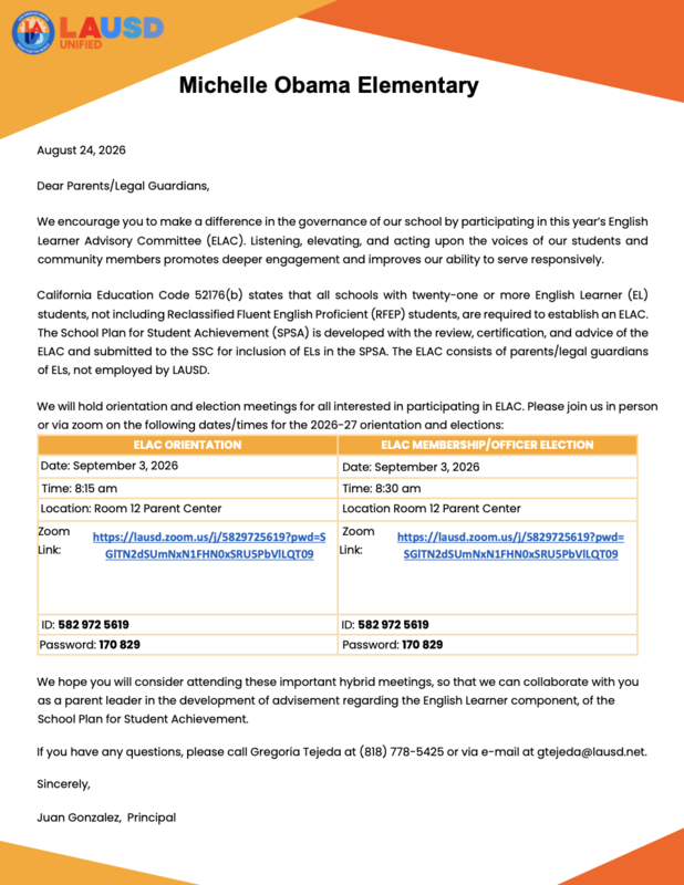 ELAC Orientation & Election Invite