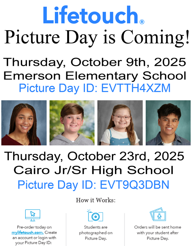 Picture Days Updated - CES Oct 9th - CJSHS Oct 23rd Thumbnail Image