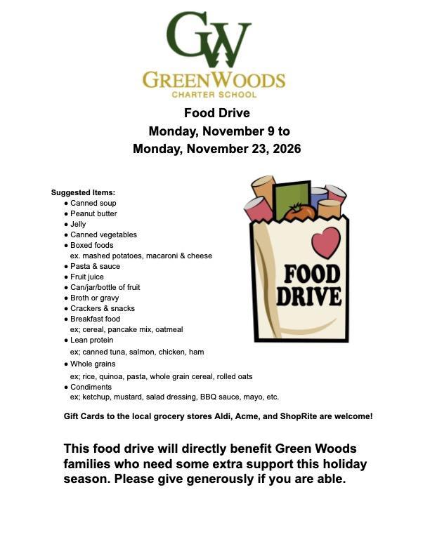 The Student Leadership Team will host a Food Drive from 11/9-11/23! Featured Photo