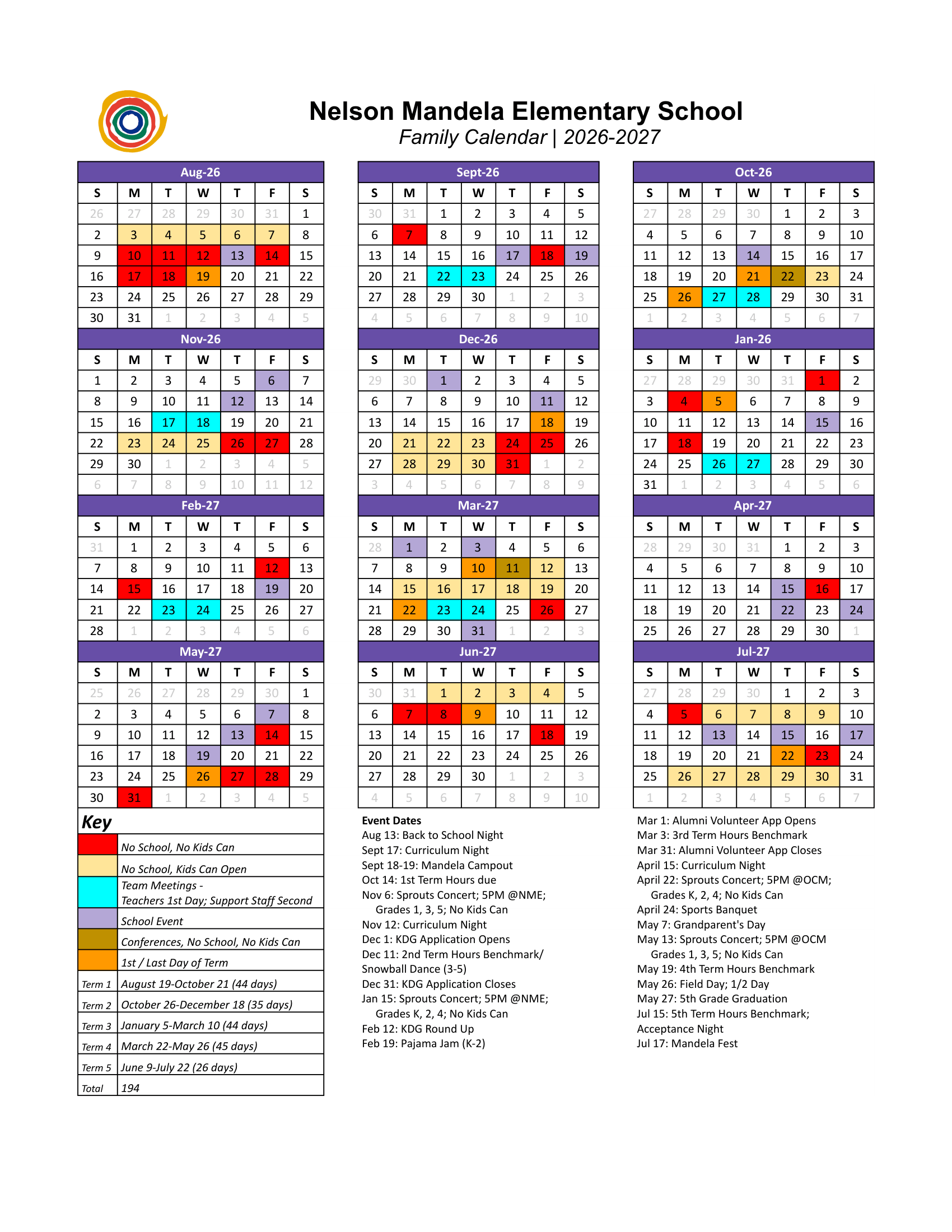 NME 26-27 Calendar