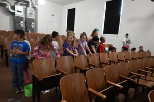 Easter egg hunting in elementary.