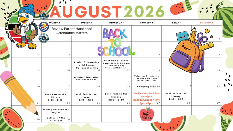 August parent calendar