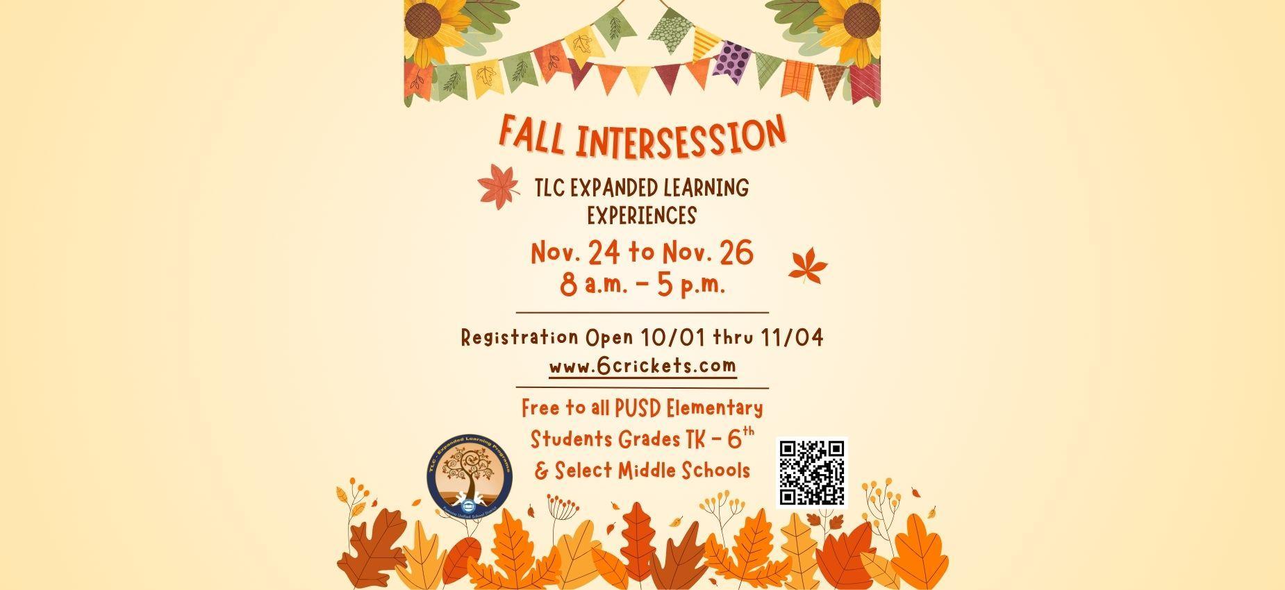 Fall Intersession Registration Opening on October 1 at 7pm