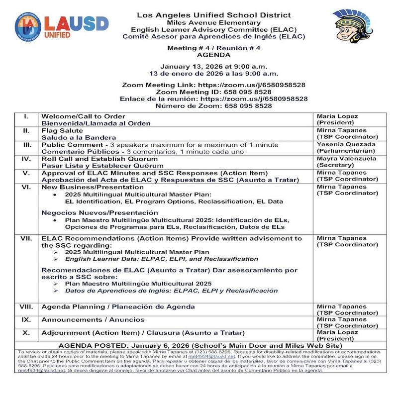 ELAC Meeting Agenda