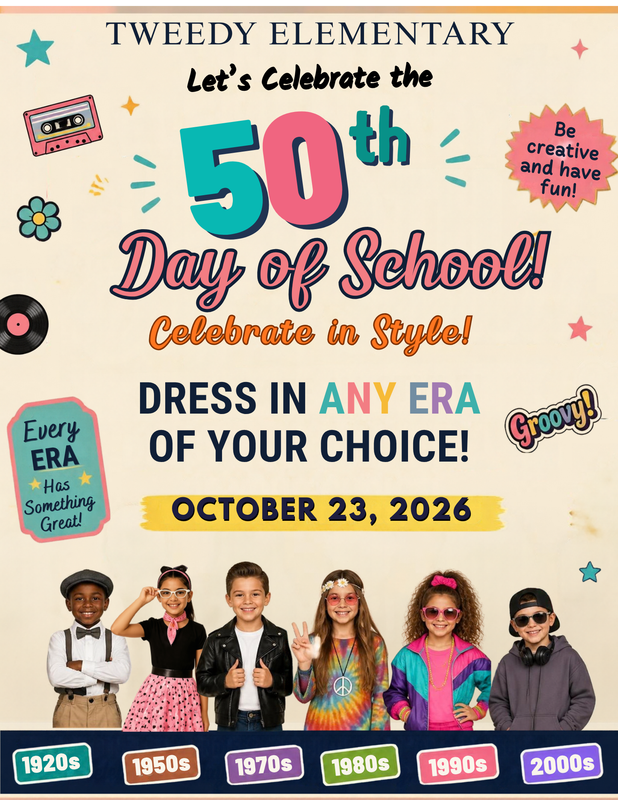 Flyer to celebrate 50 days of school in English