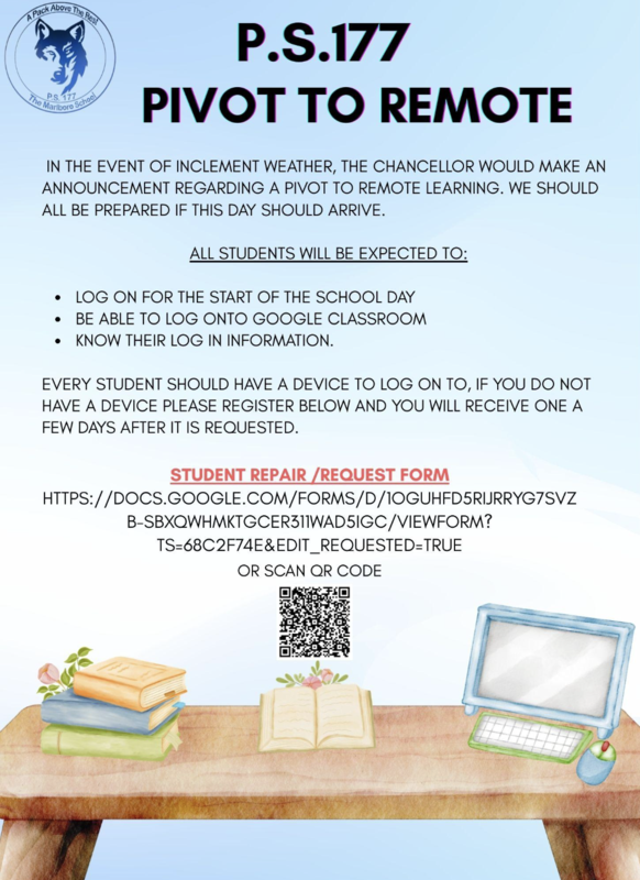 laptop on bench, books, wolf symbol, qr code