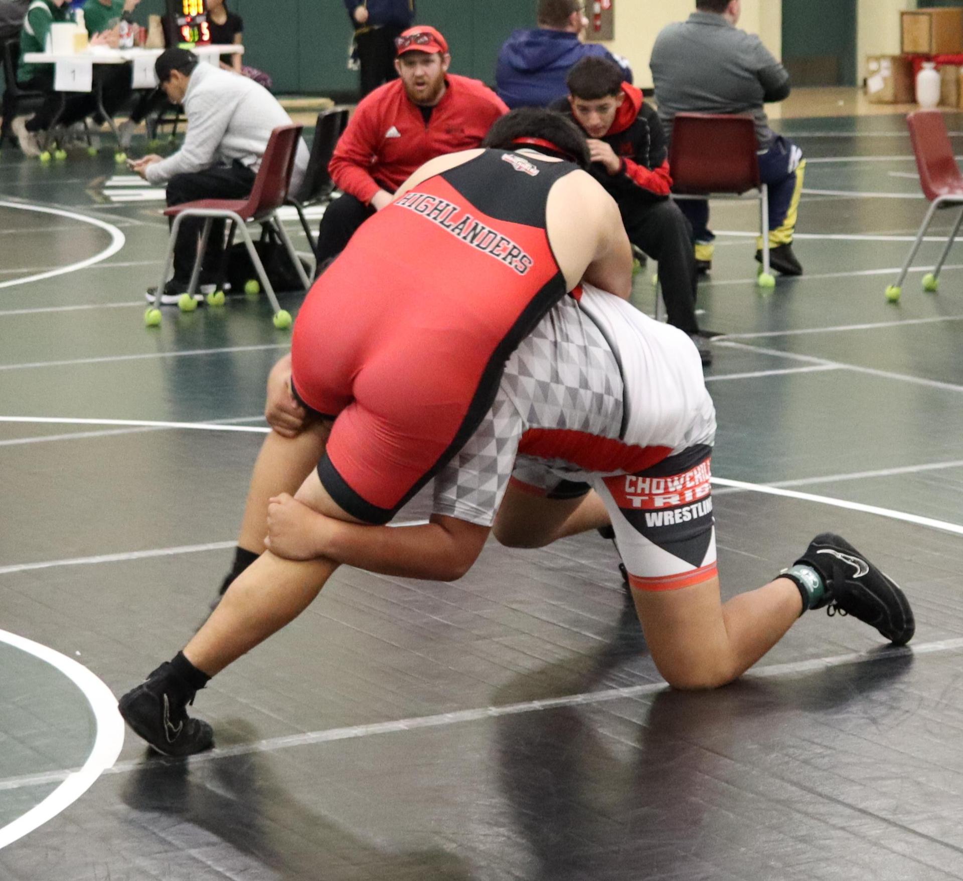 wrestlers in action at the Hawks invitational