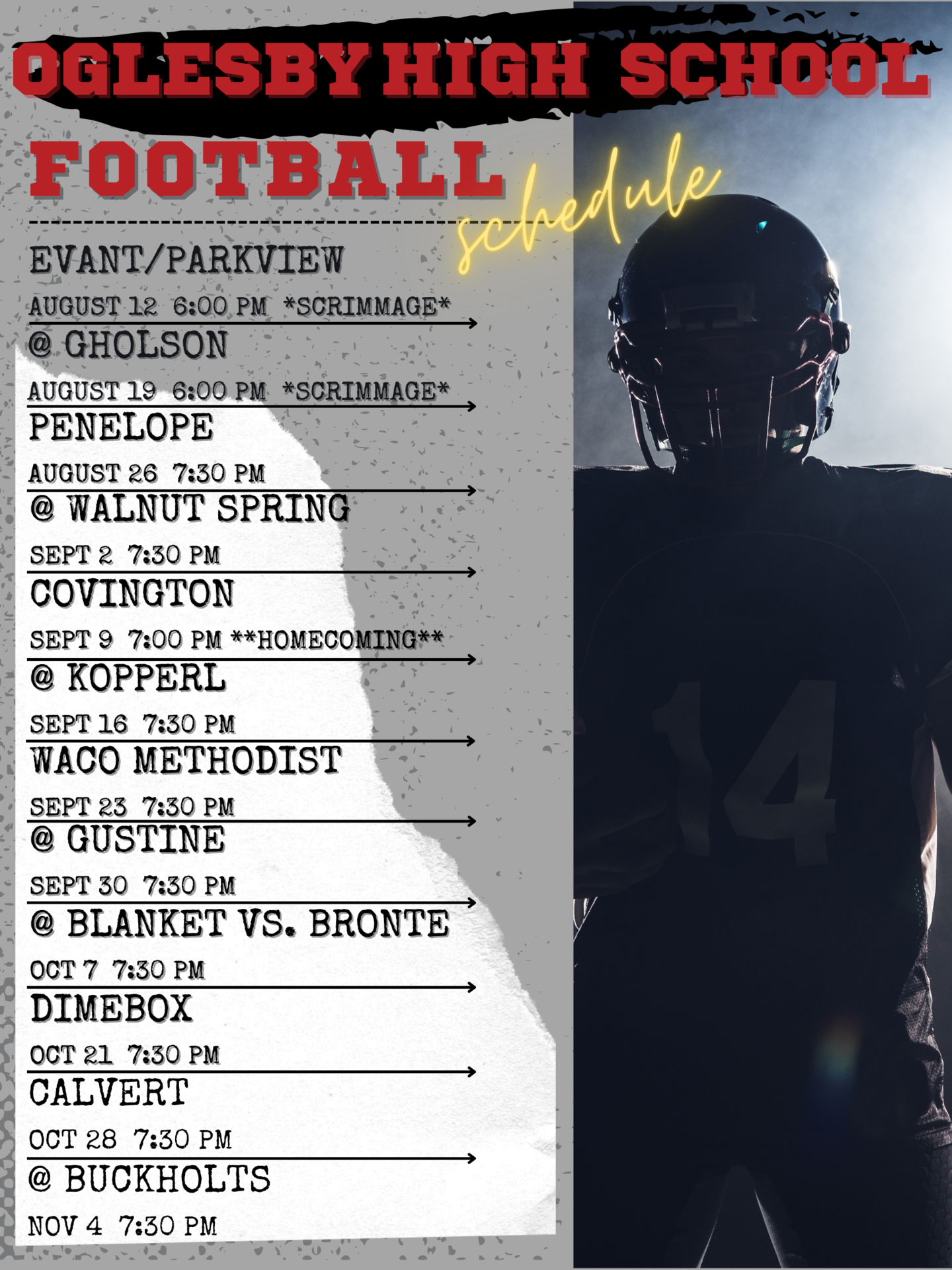 Football High School Oglesby Independent School District