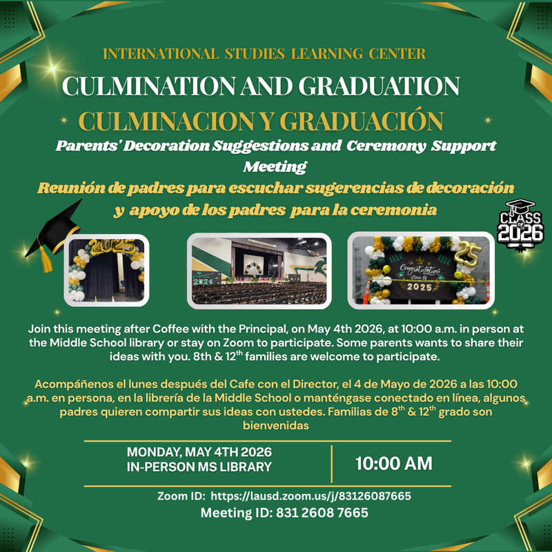 Culmination and Graduation Parents' Decoration /Suggestion Meeting