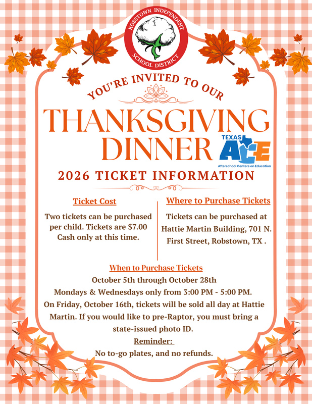 Robstown ISD Thanksgiving Dinner Ticket Sales Begin October 5 Featured Photo