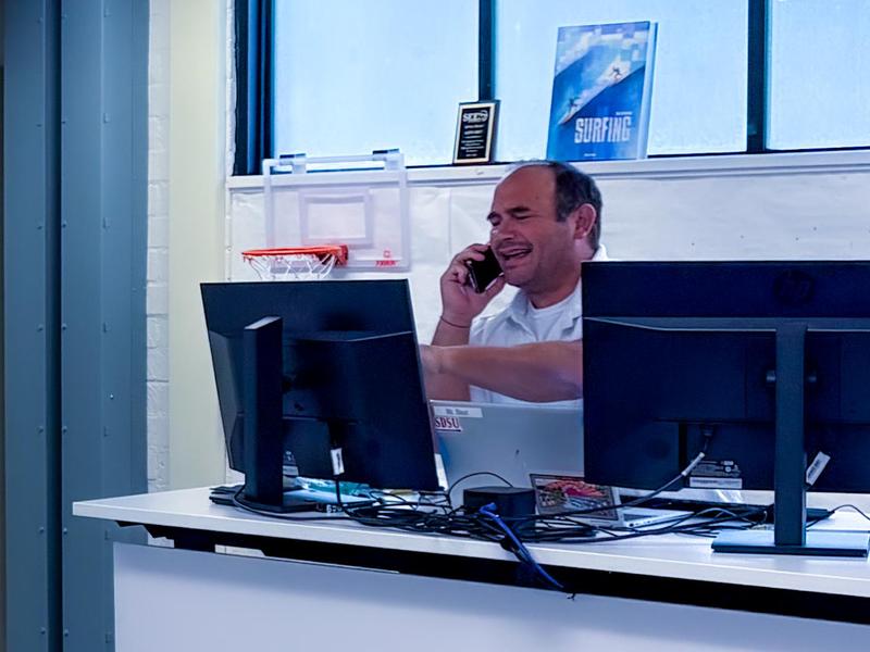 teacher on phone