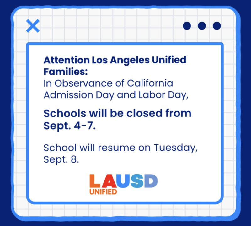 No School on Friday, September 4 and Monday, September 7 Featured Photo