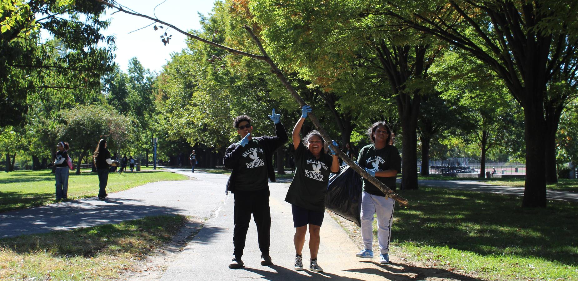 Students posing in the park