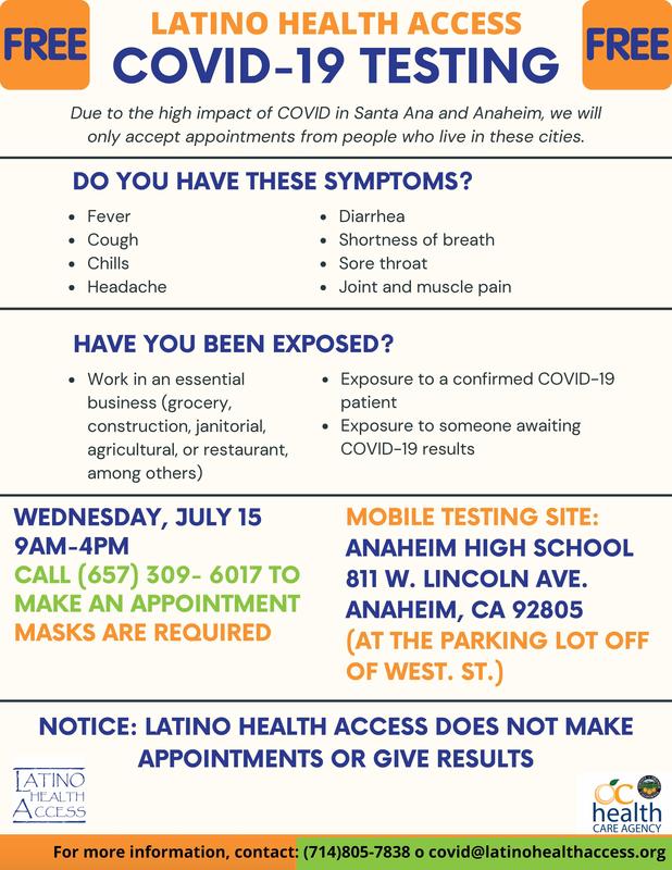 Covid testing flyer