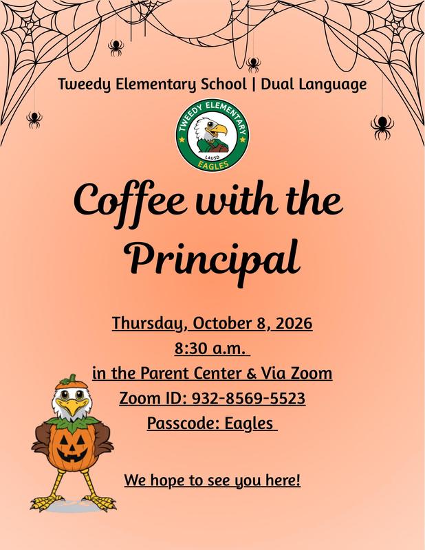 Coffee with the principal flyer in English